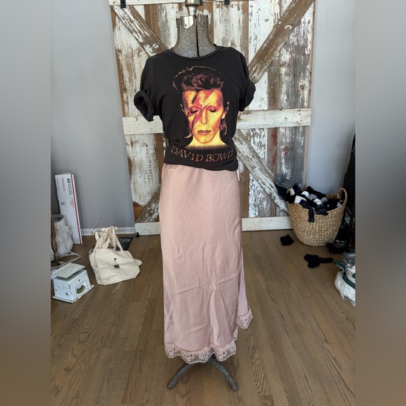a new day Dresses & Skirts - A New Day Blush Maxi Skirt Silk with Lace Trim NWT